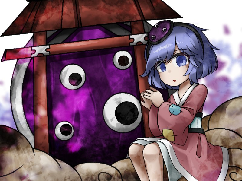 1other, androgynous, black_hairband, blue_eyes, blue_hair, commentary, english_commentary, eyes_visible_through_hair