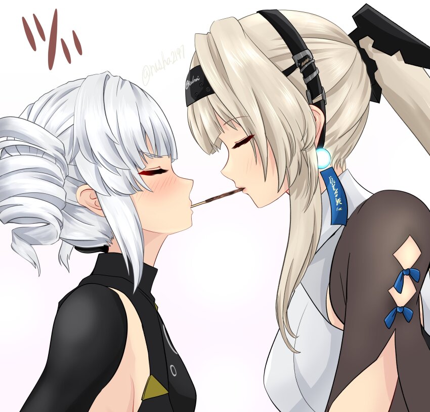 2girls, absurdres, bianca:_veritas_(pgr), bianca_(pgr), black_dress, black_hairband, black_headband, blush