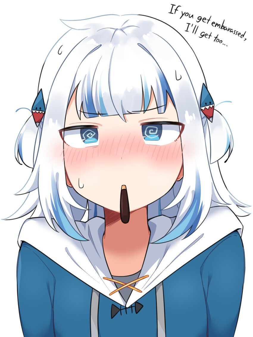 1girl, @_@, absurdres, animal_costume, blue_eyes, blue_hair, blue_hoodie, blush