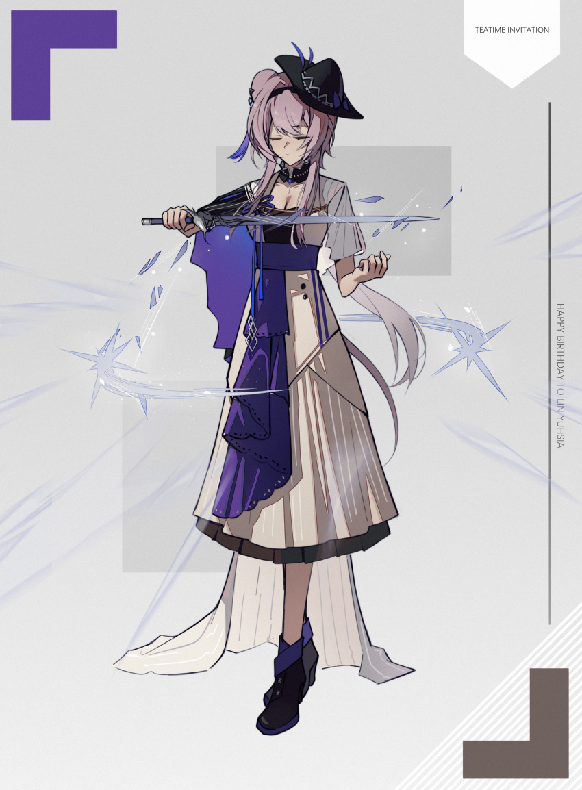 1girl, absurdres, animal_ears, arknights, black_boots, black_hairband, black_headwear, boots