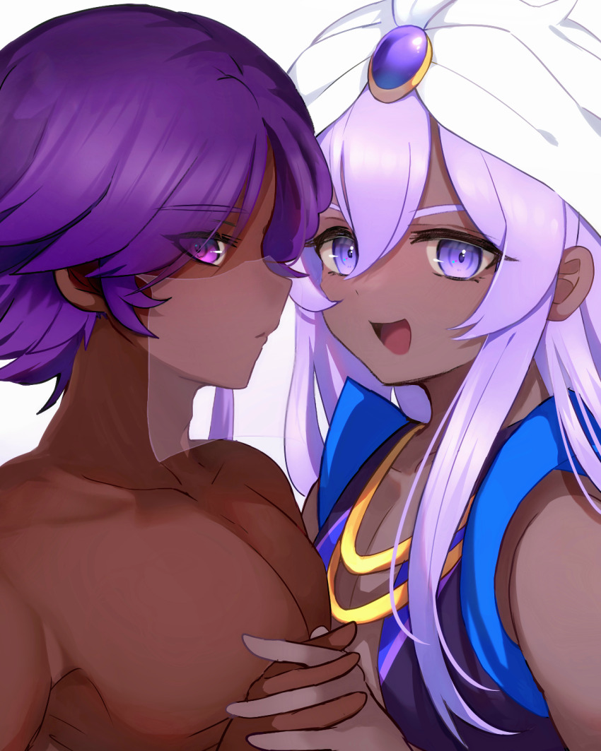 2boys, arabian_clothes, cookie_run, cookie_run:_ovenbreak, dark-skinned_male, dark_skin, gem, highres