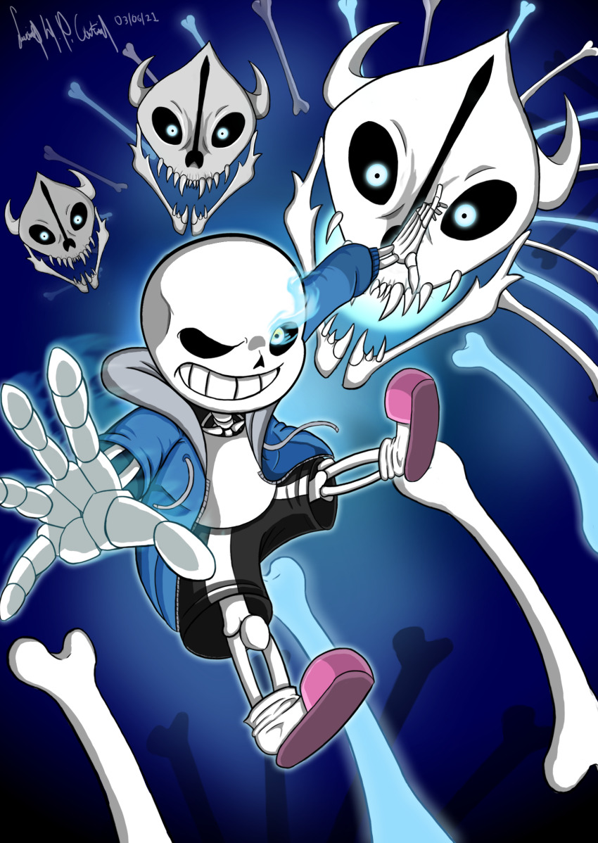 gasterblaster, highres, lupeco98, sans_(undertale), self-upload, skeleton, toon_(style), undertale