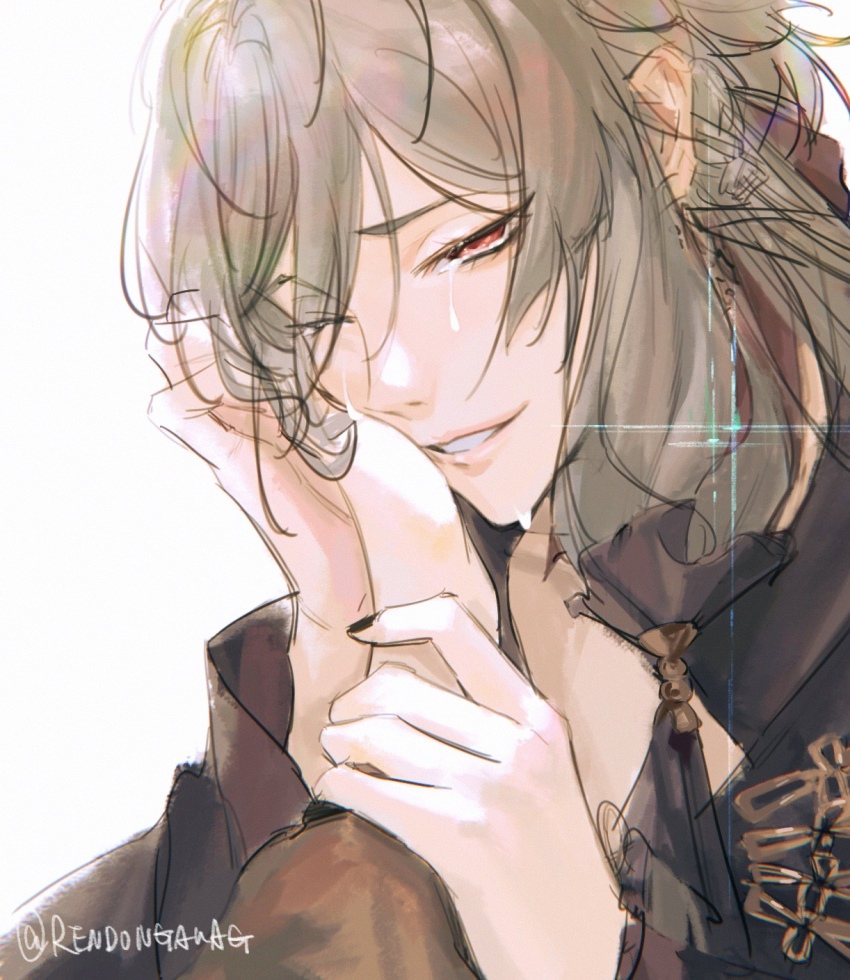 1boy, 1girl, ankou_(shuuen_no_virche), black_shirt, bow, ceres_(shuuen_no_virche), crying, crying_with_eyes_open