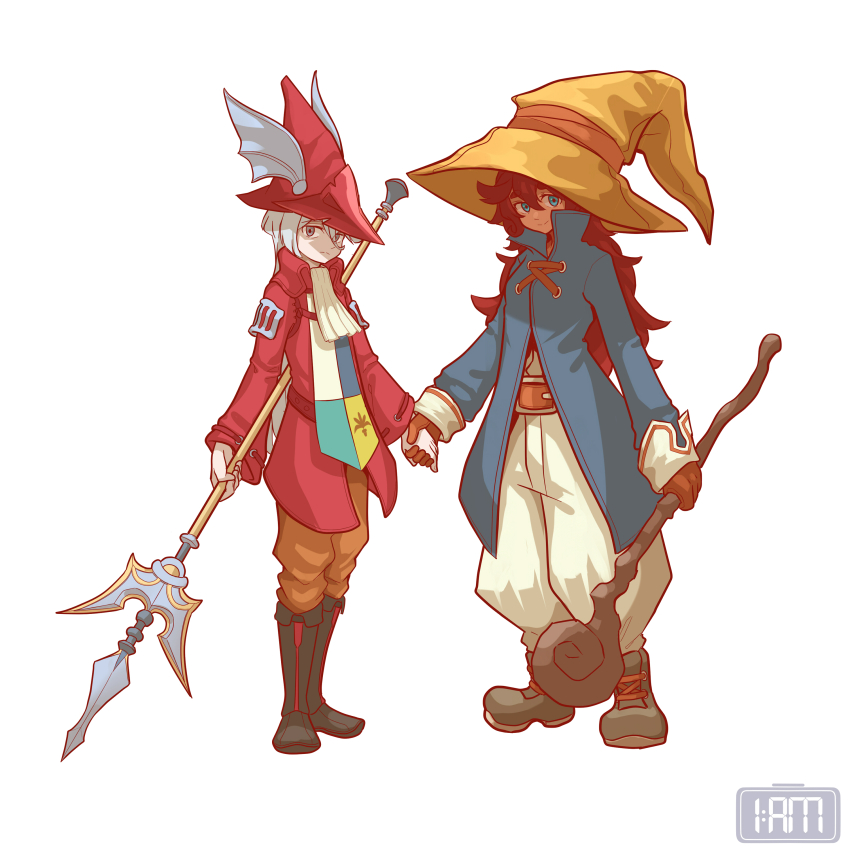 1am, 2girls, absurdres, aqua_eyes, ascot, boots, brown_gloves, cosplay