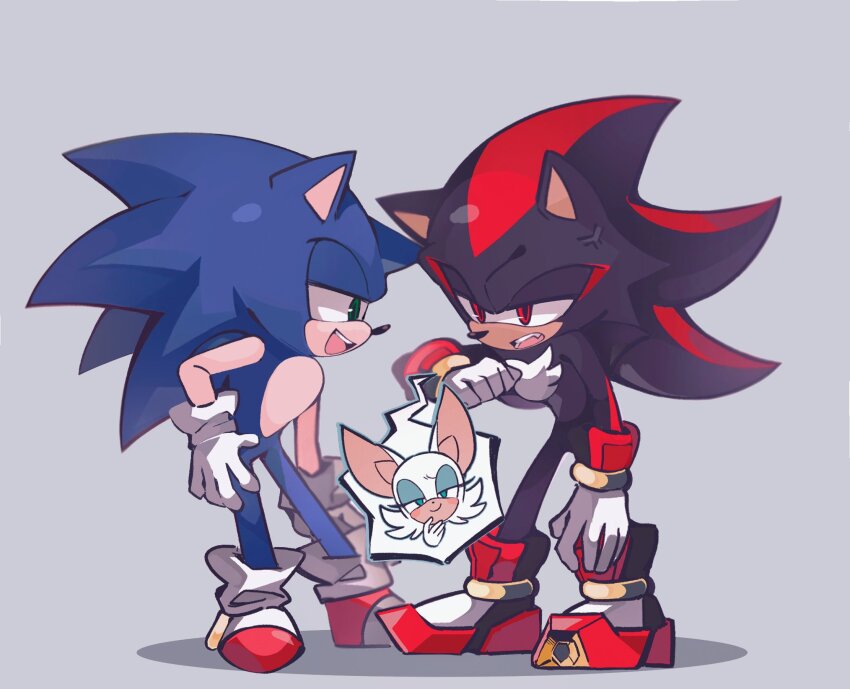 1girl, 2boys, anger_vein, animal_ears, animal_nose, commentary_request, full_body, furry