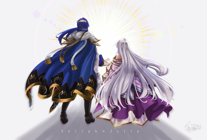 1boy, 1girl, absurdres, blue_hair, brother_and_sister, cape, circlet, dress