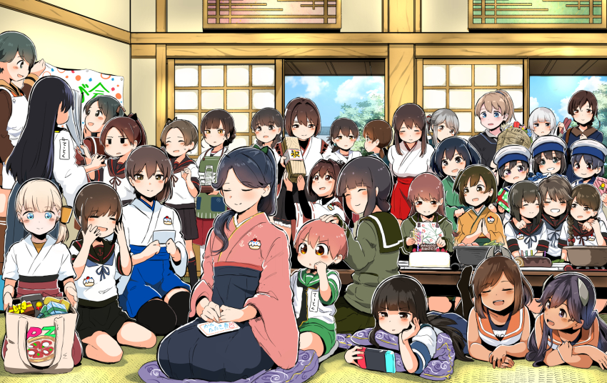 admiral_(kancolle), akagi_(kancolle), ayanami_(kancolle), ayanami_kai_ni_(kancolle), bag, box, cooking_pot, creator_connection