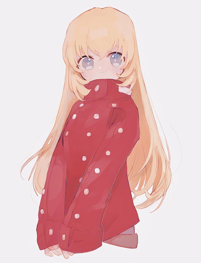 1girl, absurdres, blonde_hair, blue_eyes, closed_mouth, colette_brunel, cosplay, cropped_legs