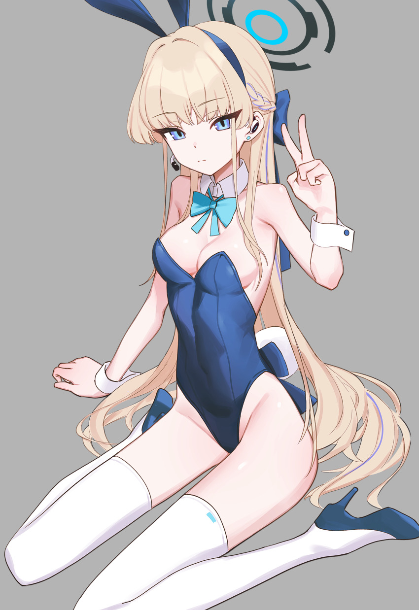 1girl, absurdres, animal_ears, aruruaaaa, black_halo, blonde_hair, blue_archive, blue_bow