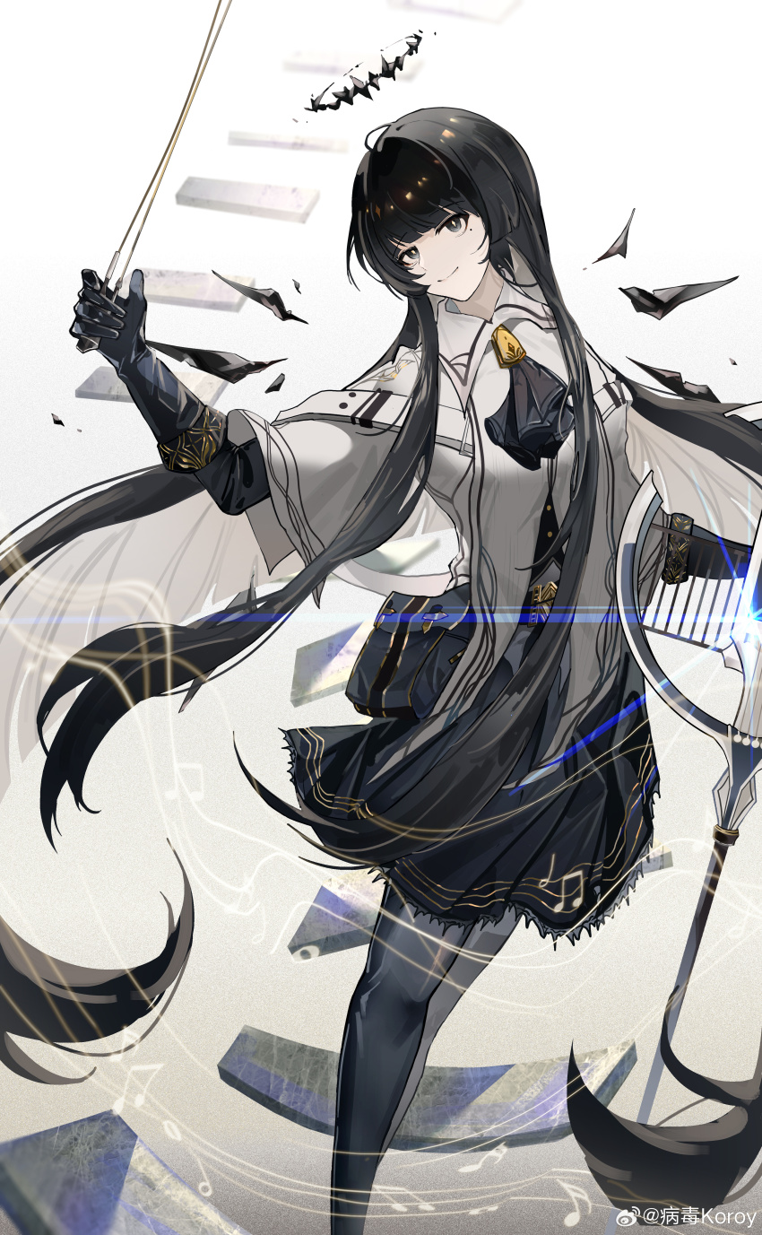 1girl, absurdres, ahoge, arknights, artist_name, ascot, belt, belt_buckle