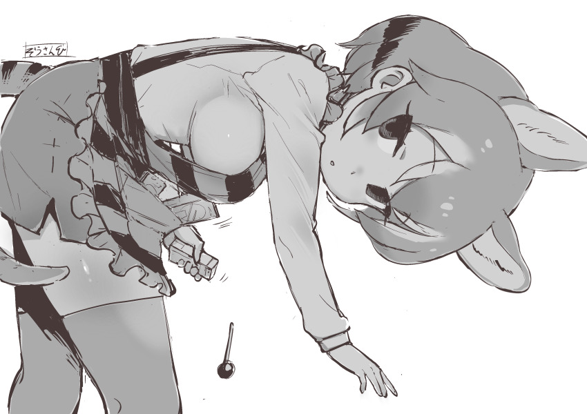 1girl, absurdres, animal_ears, apron, blush, breasts, candy, empty_eyes