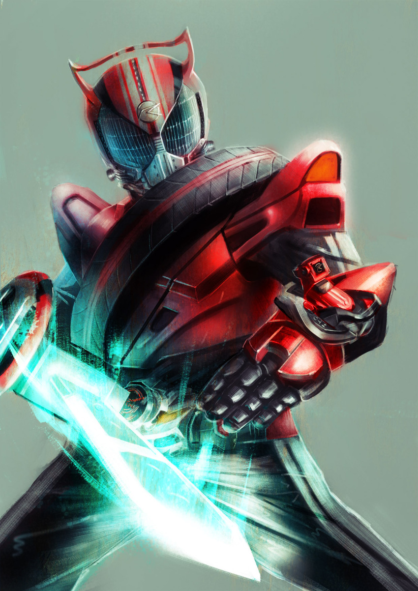 1boy, armor, belt, belt-san, blue_eyes, commentary_request, compound_eyes, drive_driver