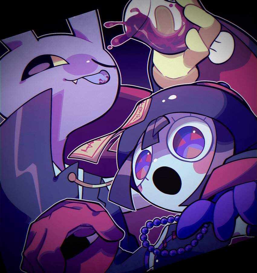 1boy, 1girl, animal_ears, bead_necklace, beads, black_eyes, blood, brown_hair