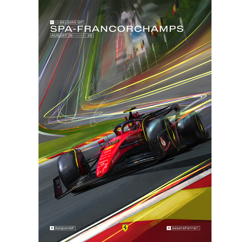 1boy, alberto_dal_lago, belgian_flag, belgium, car, carlos_sainz, circuit_de_spa-francorchamps, commentary