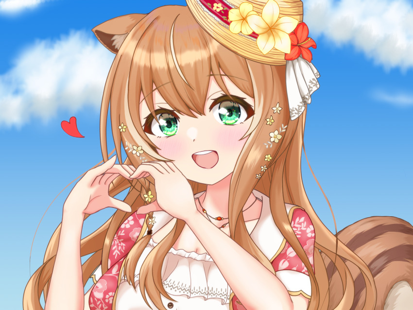 1girl, alternate_costume, alternate_hairstyle, animal_ears, ayunda_risu, ayunda_risu_(indonesian_casual), blush, brown_hair