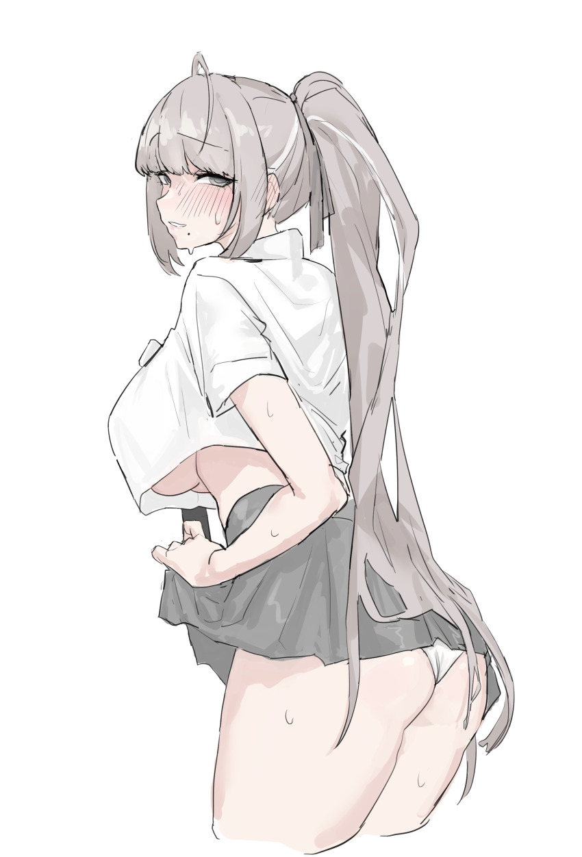 1girl, absurdres, ahoge, alternate_costume, ass, black_survival, blush, breasts