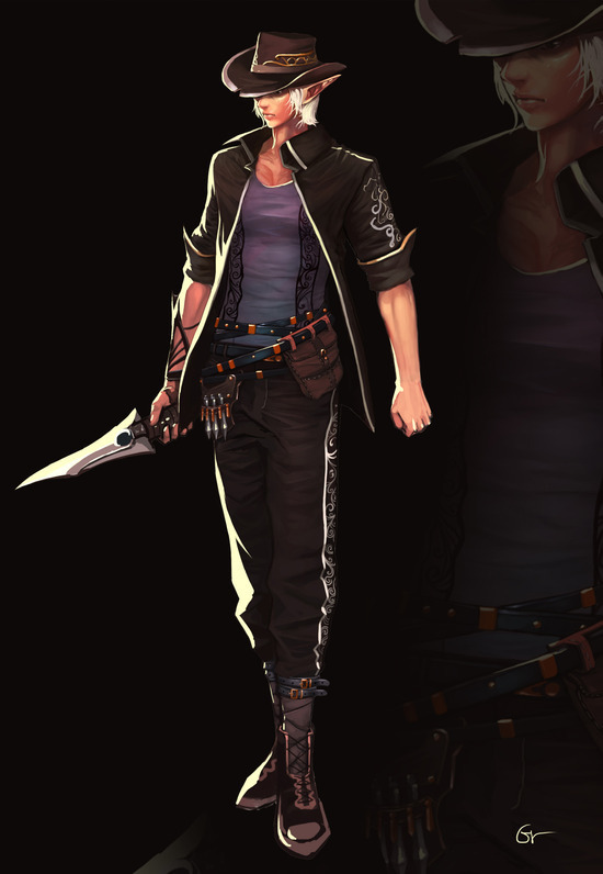 00s, belt, boots, coat, dagger, dungeon_and_fighter, elf, hat, jacket, knife, male_thief_(dungeon_and_fighter), pointy_ears, weapon, white_hair