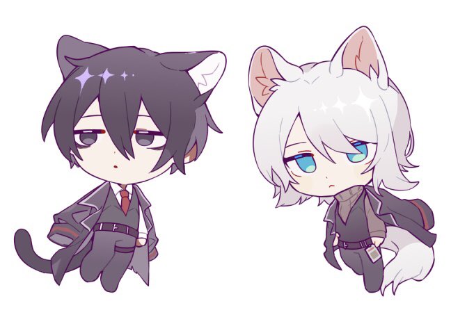 1boy, 1girl, animal_ears, black_coat, black_eyes, black_hair, black_pants, black_vest