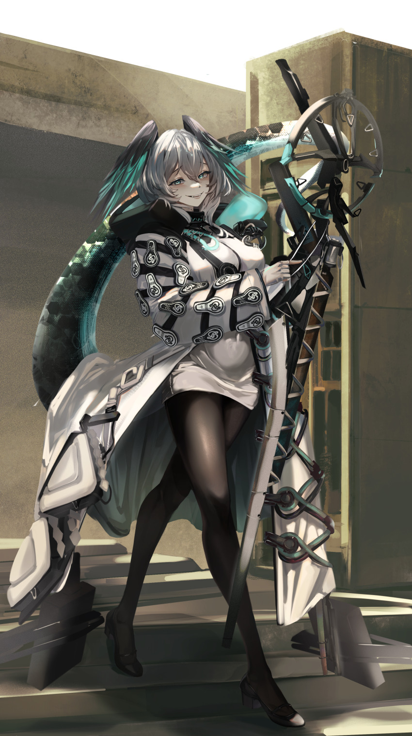 1girl, absurdres, aqua_eyes, aqua_feathers, aqua_hood, aqua_wings, arknights, black_coat