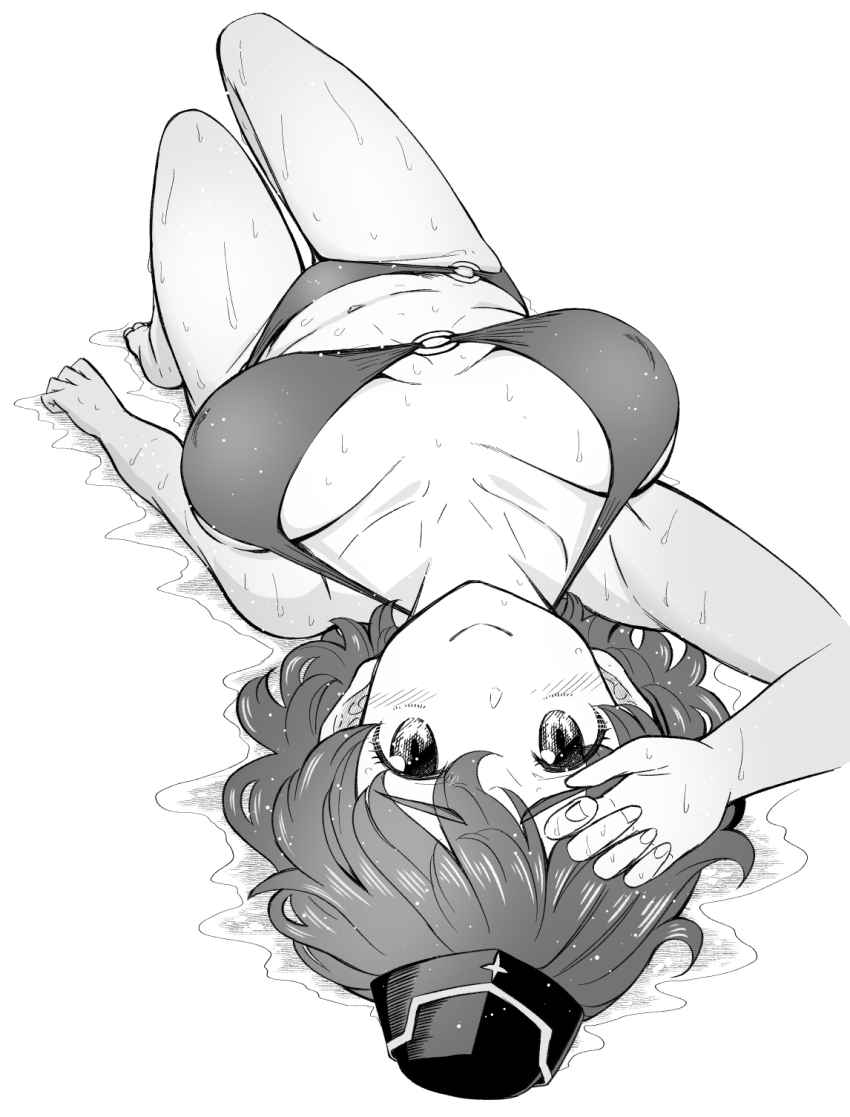 1girl, akaboshi_koume, arm_at_side, bikini, blush, breasts, breasts_apart, collarbone