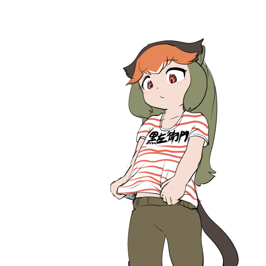 1girl, animal_ears, de_brazza's_monkey_(kemono_friends), extra_ears, highres, kemono_friends, kemono_friends_3, long_hair, mcgunngu, monkey_ears, monkey_girl, monkey_tail, simple_background, solo, tail