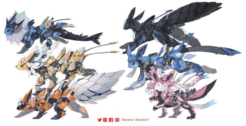 :3, ^_^, alternate_universe, animal_focus, artist_name, black_sclera, blue_eyes, blue_skin