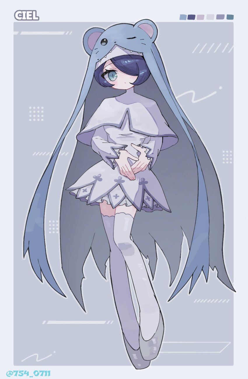 animal_hat, digimon, digimon_(creature), hat, highres, mouse_hat, nun, sistermon_ciel