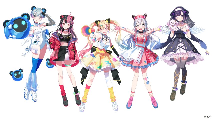 5girls, absurdres, bang_dream!, bang_dream!_mugendai_mewtype, blonde_hair, breasts, fuji_miyako, highres