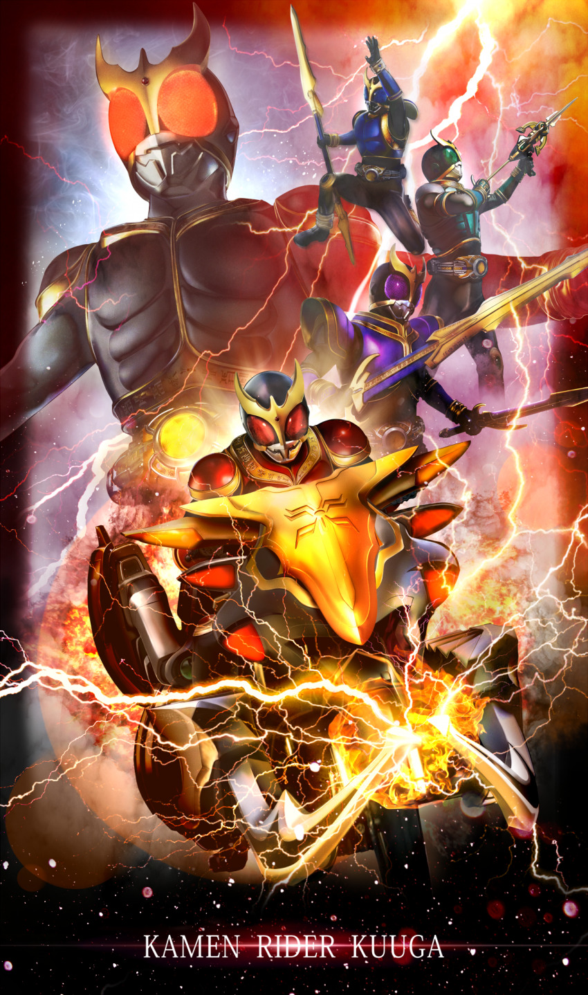 1boy, arcle_(kuuga), arm_up, armor, black_armor, blue_armor, breastplate, character_name