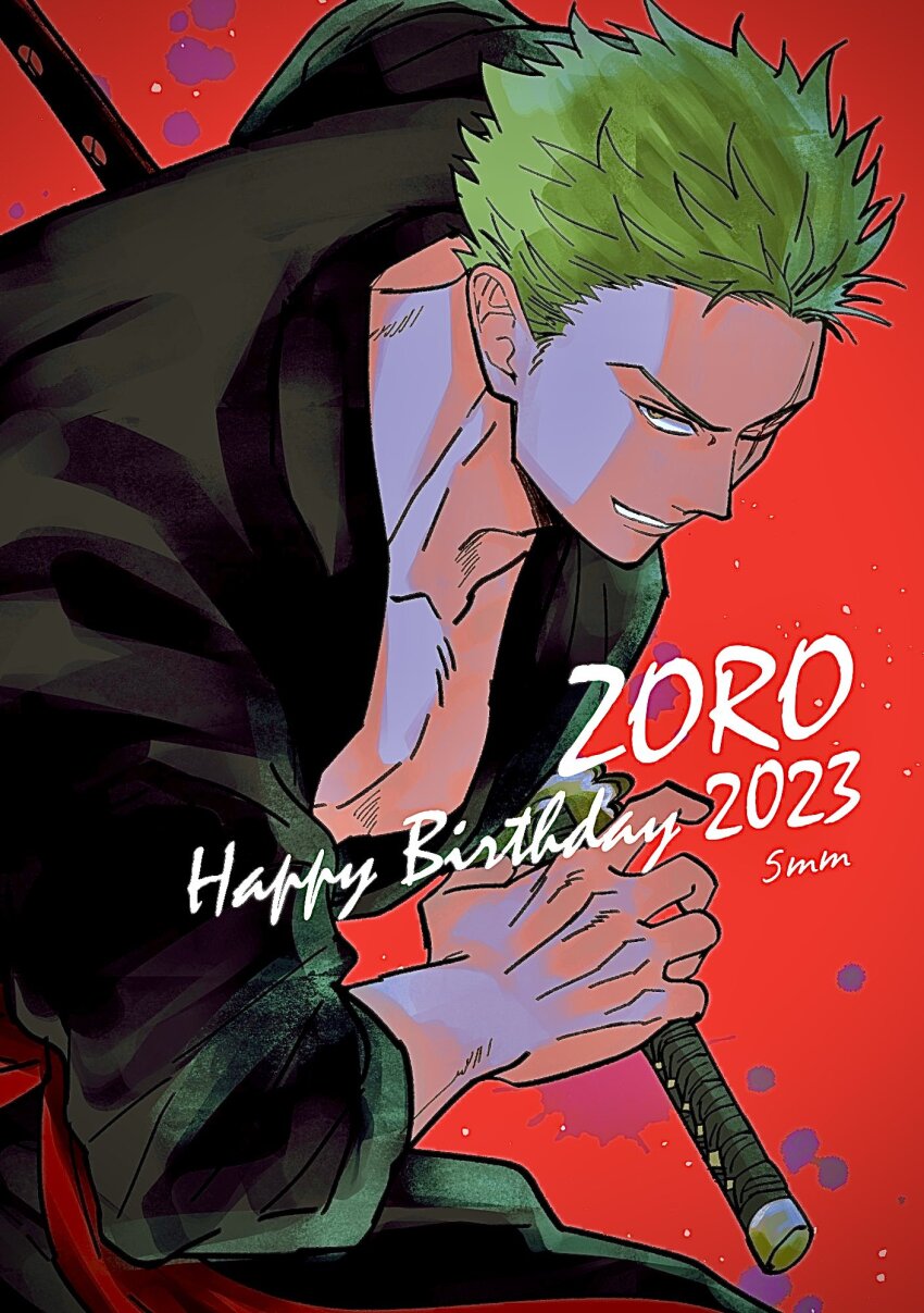 1boy, cowboy_shot, green_hair, happy_birthday, highres, japanese_clothes, kimono, looking_at_viewer