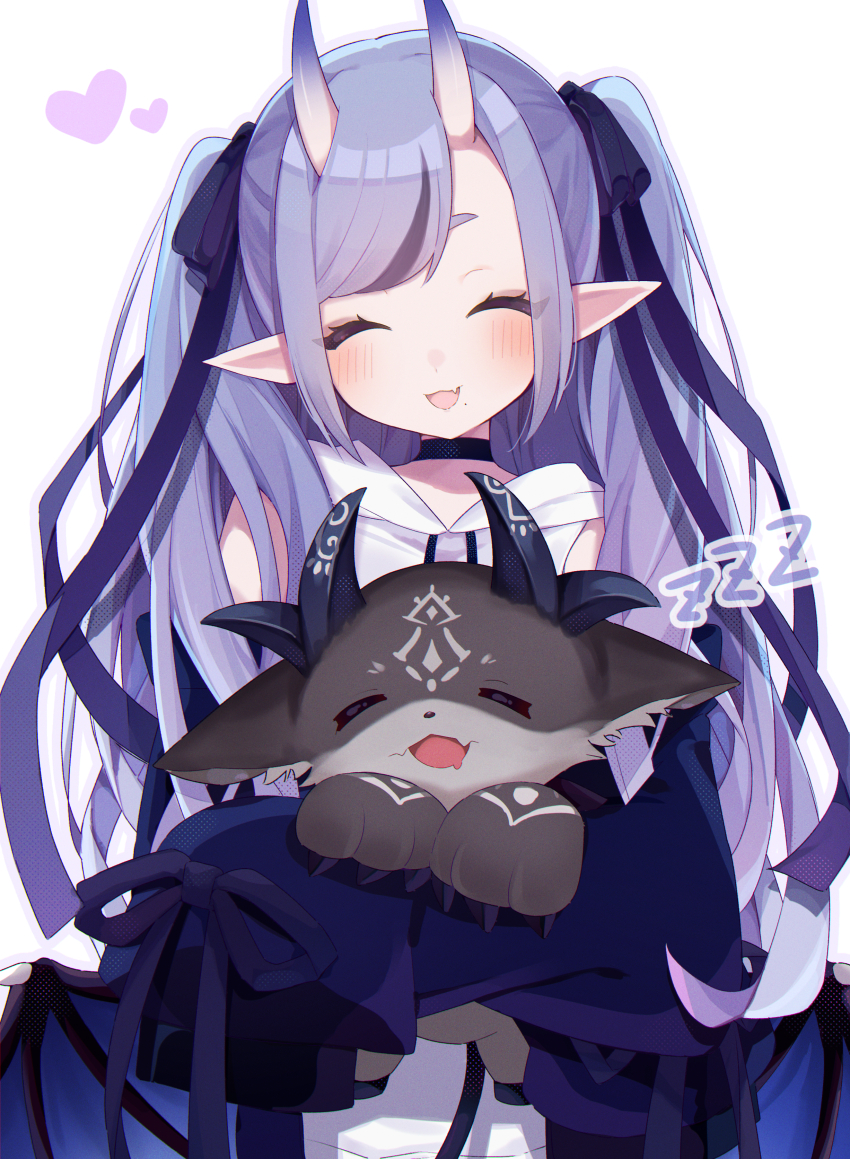 1girl, 1other, :d, ^_^, absurdres, black_choker, black_hair, black_jacket