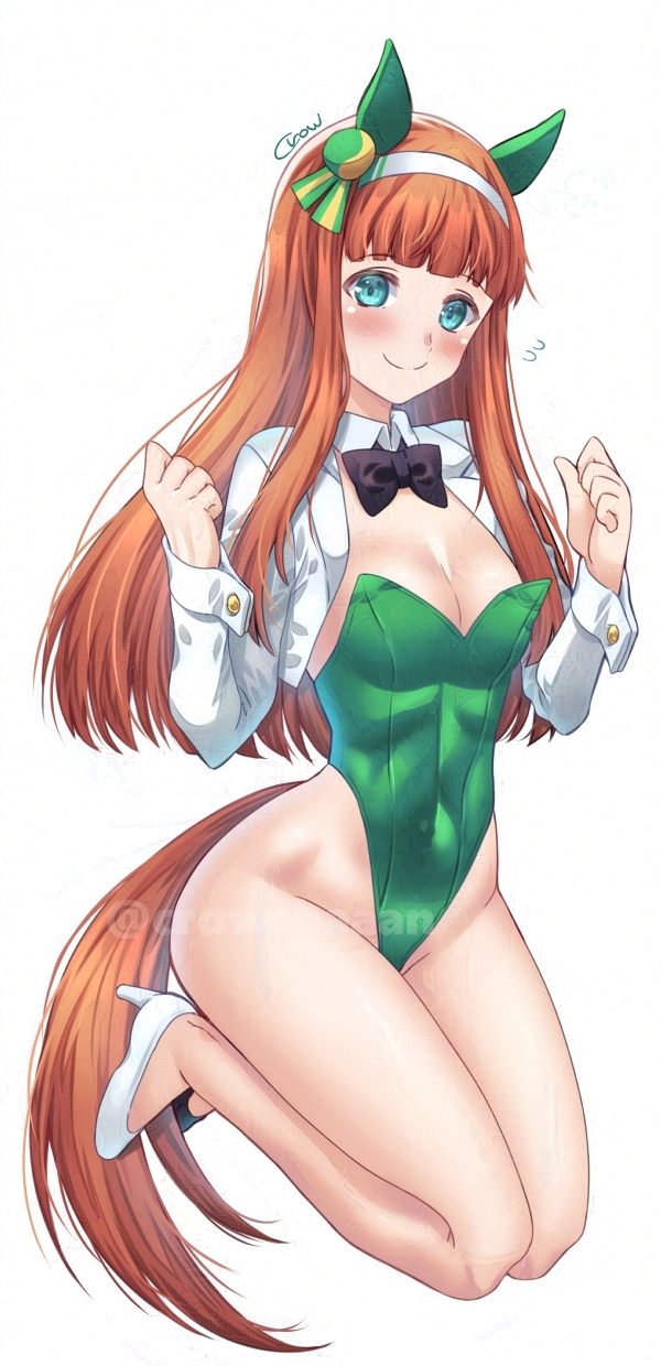 1girl, animal_ears, aqua_eyes, bare_legs, black_bow, black_bowtie, bow, bowtie