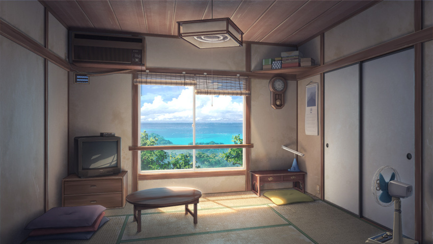 air_conditioner, analog_clock, bamboo_screen, book, box, calendar_(object), clock, crt