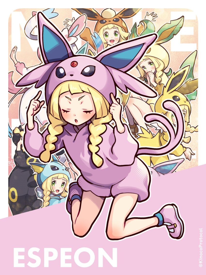 6+girls, :d, :o, animal_ears, blonde_hair, blunt_bangs, blush, braid