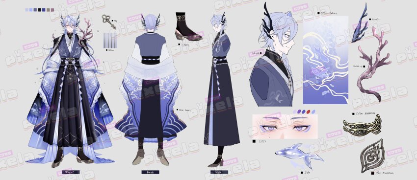 1boy, absurdres, animal_print, anklet, aruna_shuun, black_cape, black_hakama, black_sash