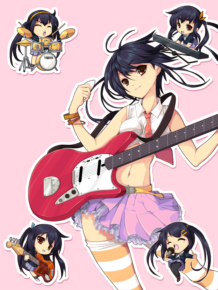 1girl, :<, akiyama_mio, akiyama_mio_(cosplay), bad_id, bad_pixiv_id, bass_guitar, belt