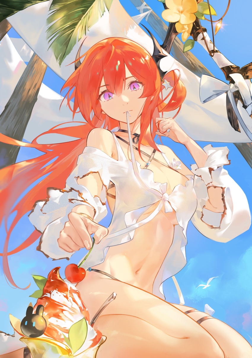 1girl, absurdres, arknights, bikini, bikini_under_clothes, black_bikini, blue_hair, breasts