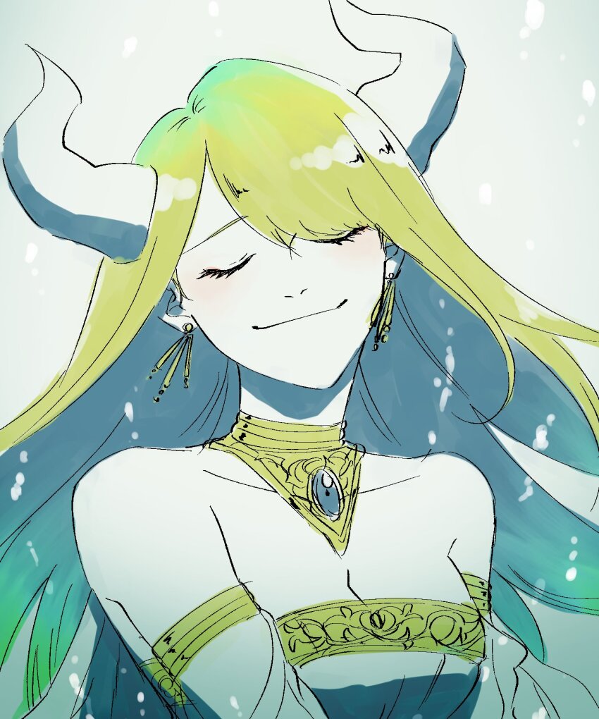 1girl, air_bubble, armlet, astarte_(housamo), blonde_hair, breasts, bubble, cleavage