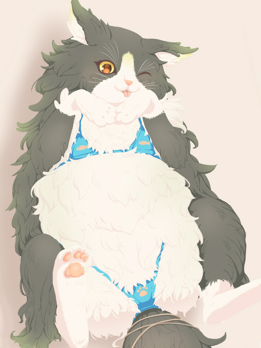 animal_focus, animal_hands, bikini, cat, ewiyar_(granblue_fantasy), granblue_fantasy, green_fur, highres