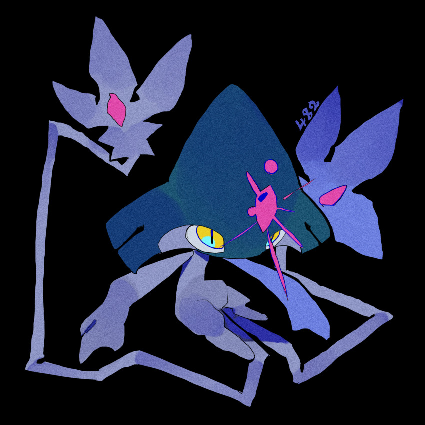 azelf, black_background, full_body, gen_4_pokemon, highres, huo_jian, legendary_pokemon, nintendo