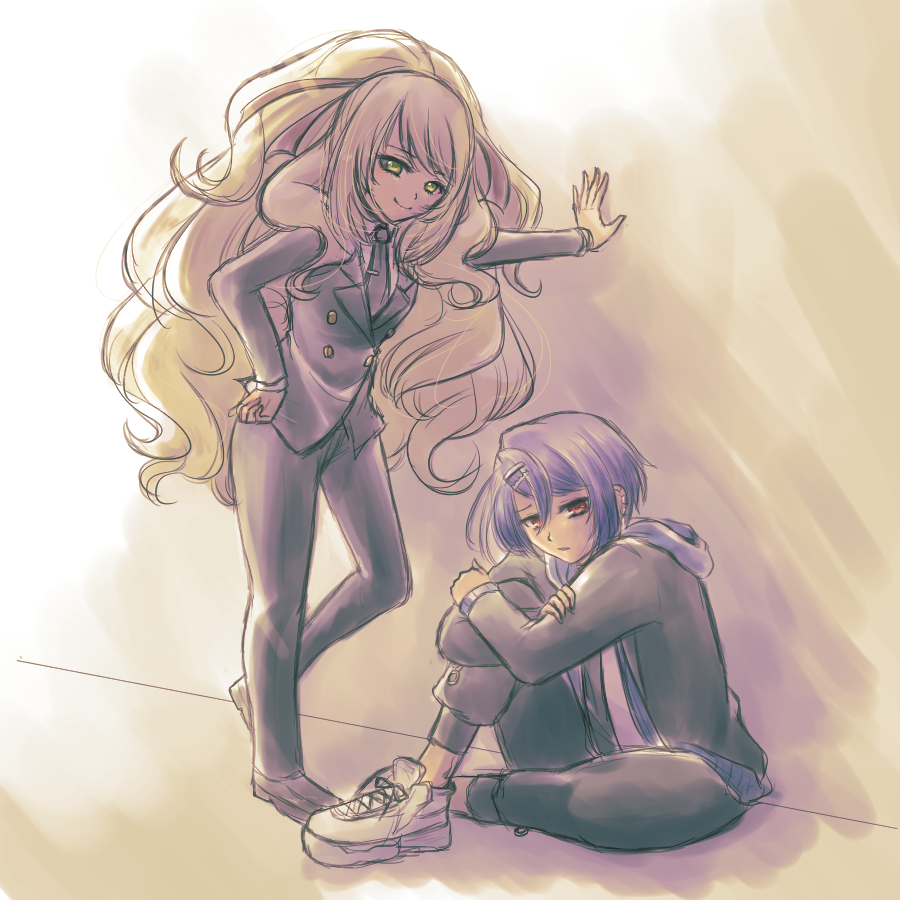 1boy, 1girl, 793_(oo793oo), against_wall, alcryst_(fire_emblem), black_jacket, black_pants, blonde_hair