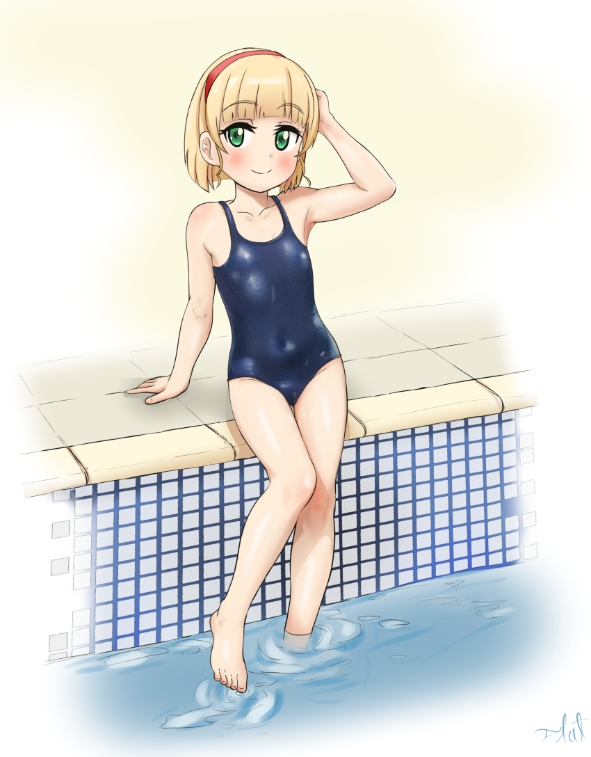1girl, absurdres, barefoot, blonde_hair, cameltoe, collarbone, commentary, commission