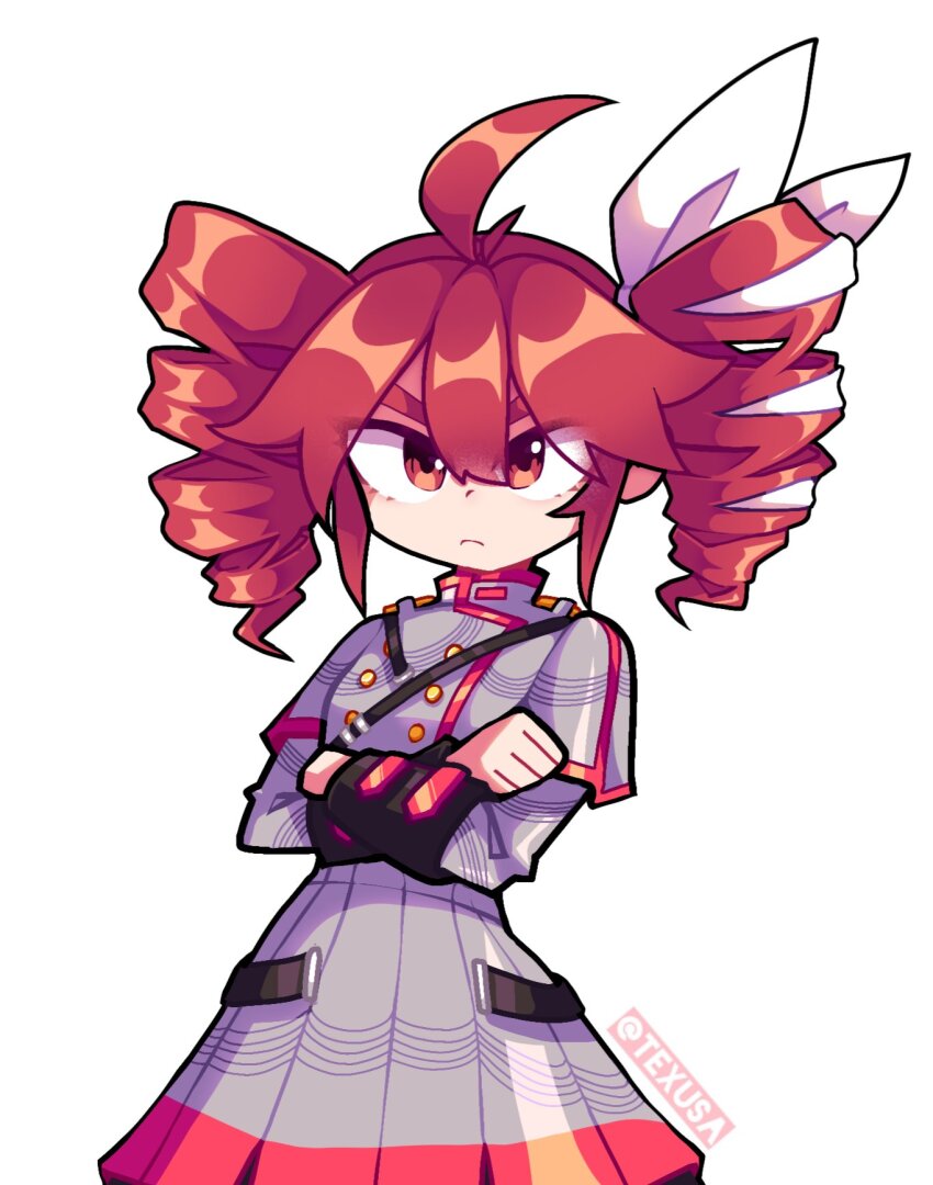 1girl, ahoge, artist_name, bow, buttoned_cuffs, buttons, commentary, commentary_request