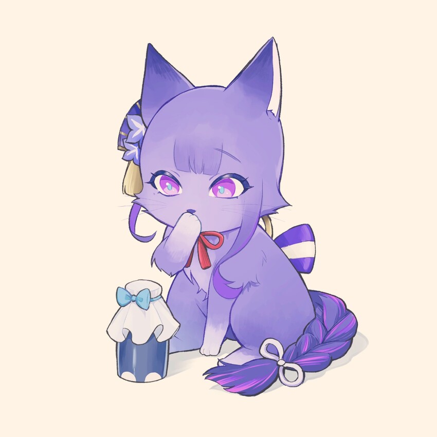 1girl, animal_ears, animalization, braid, cat, cat_ears, cat_tail, dango_milk_(genshin_impact)