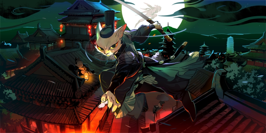 3boys, aiming, aiming_at_viewer, all_fours, animal, architecture, bing_li, black_footwear