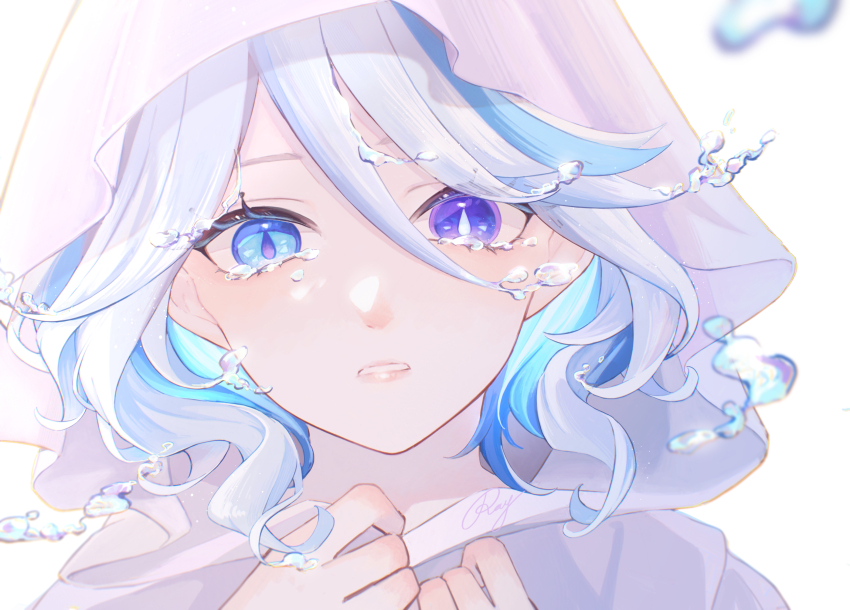 1girl, absurdres, air_bubble, basilian_31, blue_eyes, blue_hair, bubble, crying