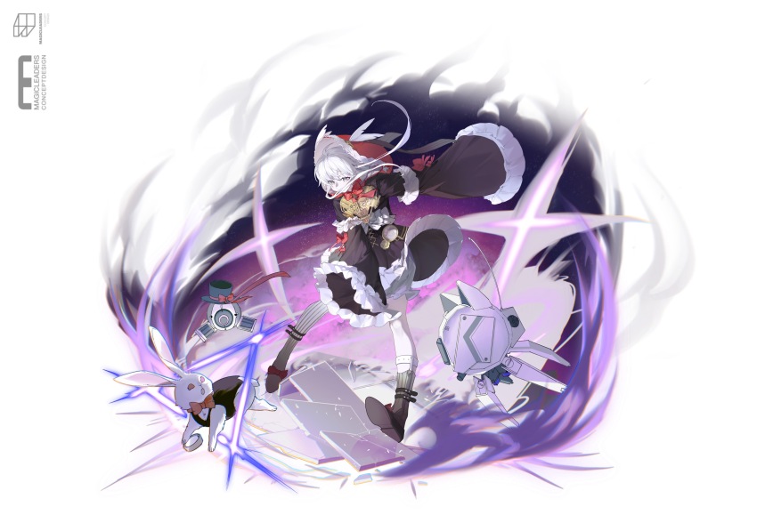 1girl, absurdres, ahoge, animal, animal_ears, ankle_belt, ankle_socks, attack