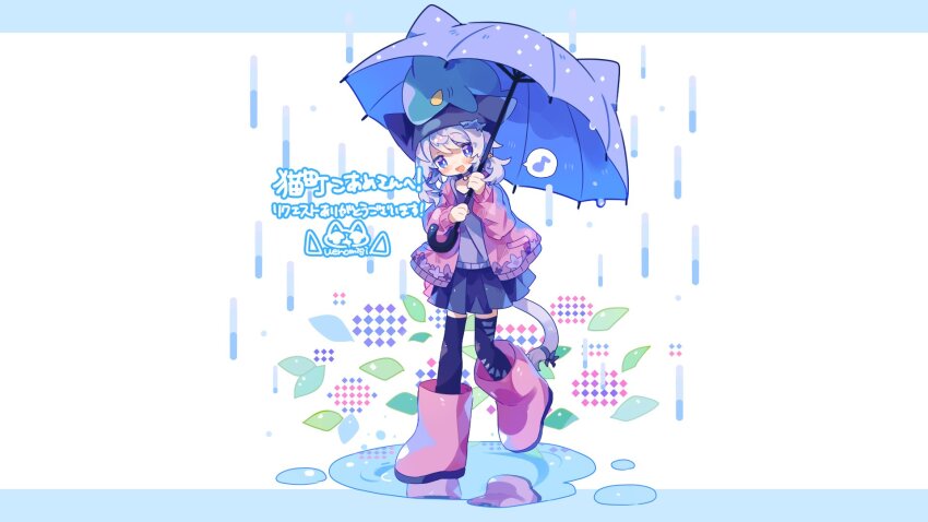 1girl, :d, animal_ear_headwear, animal_ears, artist_logo, artist_name, black_choker, black_hat