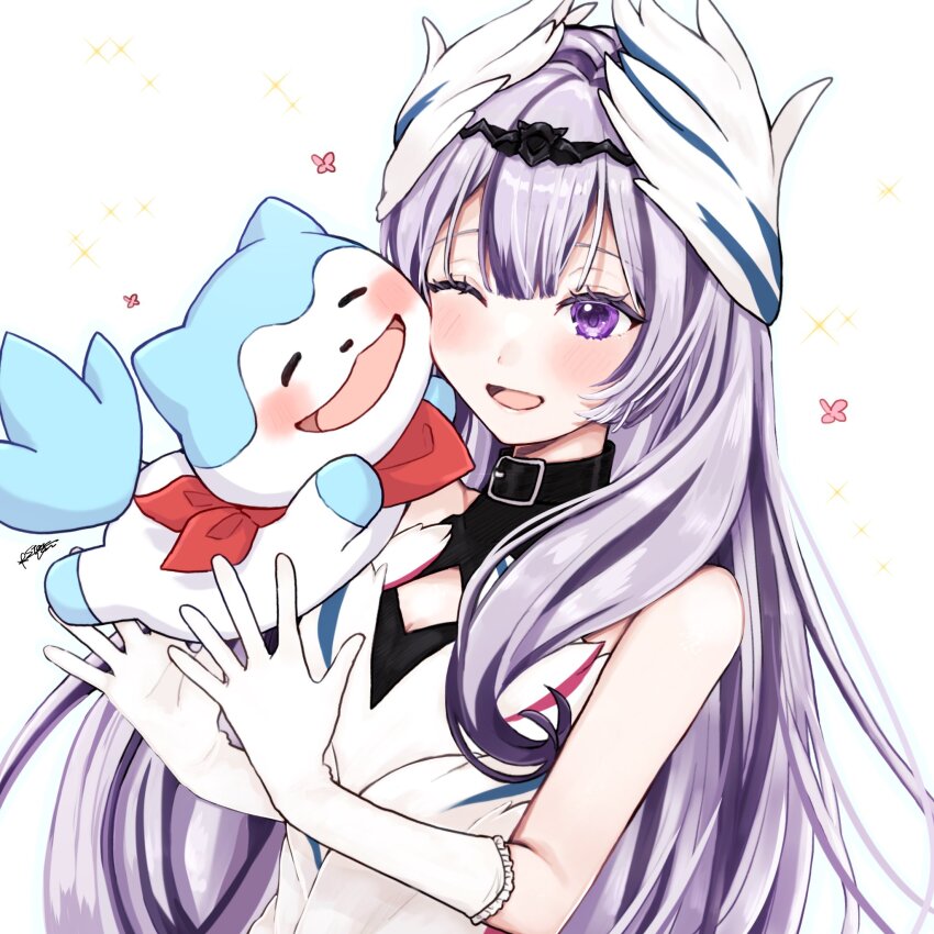 1girl, breasts, cleavage, closed_eyes, colored_skin, commentary, double-parted_bangs, eyelashes