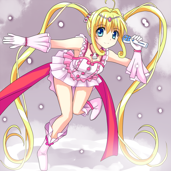 00s, blonde_hair, blue_eyes, gloves, idol, long_hair, mermaid_melody_pichi_pichi_pitch, microphone